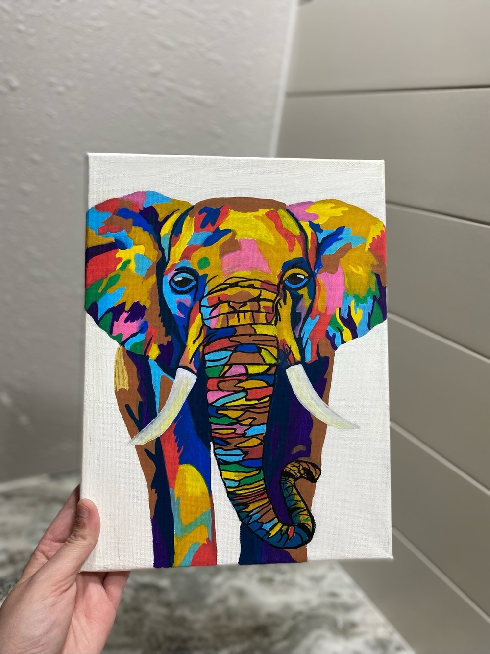 Hand-Crafted Colorful Elephant Pop Art Painting - Picture 4 of 6